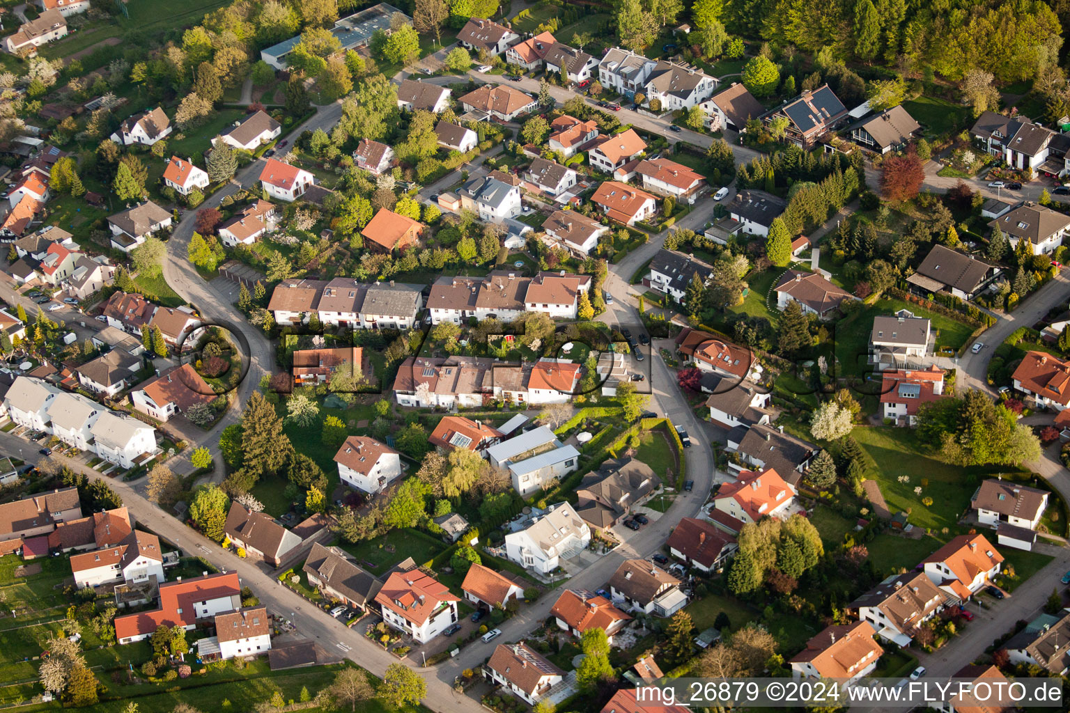 Aerial photograpy of District Schluttenbach in Ettlingen in the state Baden-Wuerttemberg, Germany