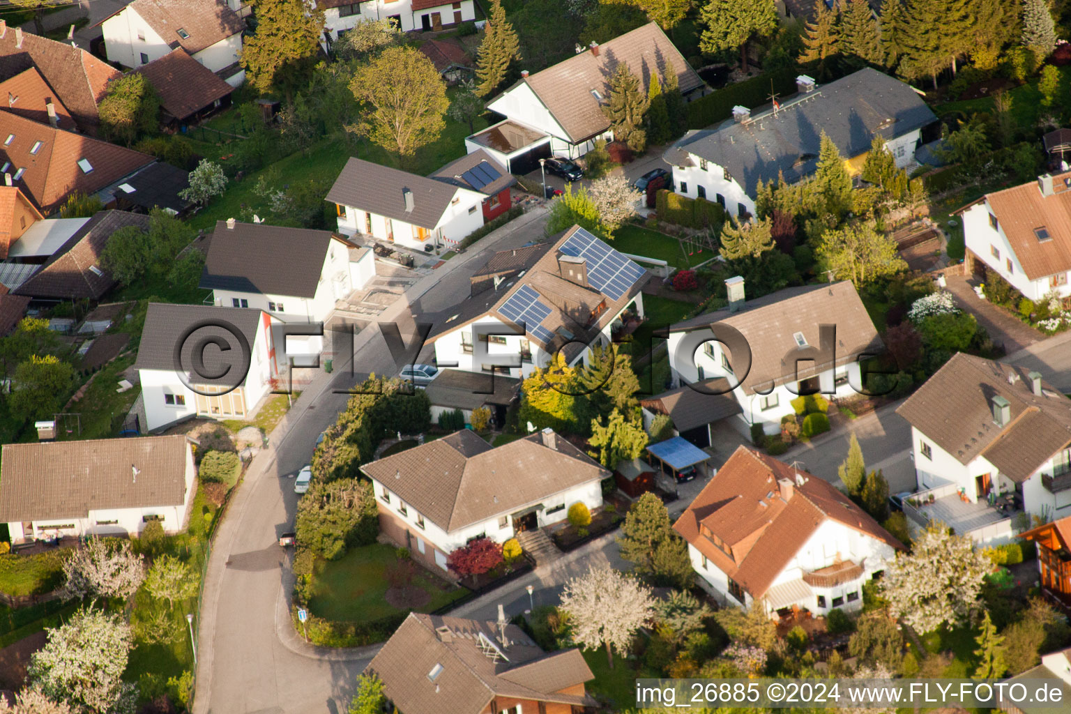 Drone image of District Völkersbach in Malsch in the state Baden-Wuerttemberg, Germany