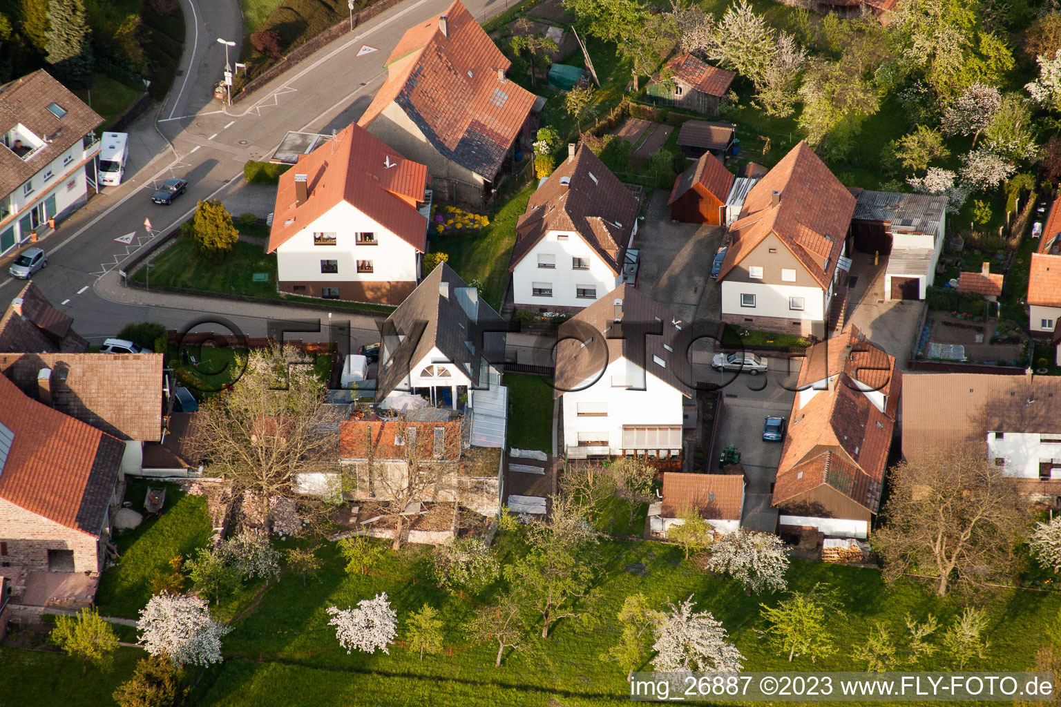 District Völkersbach in Malsch in the state Baden-Wuerttemberg, Germany from the drone perspective