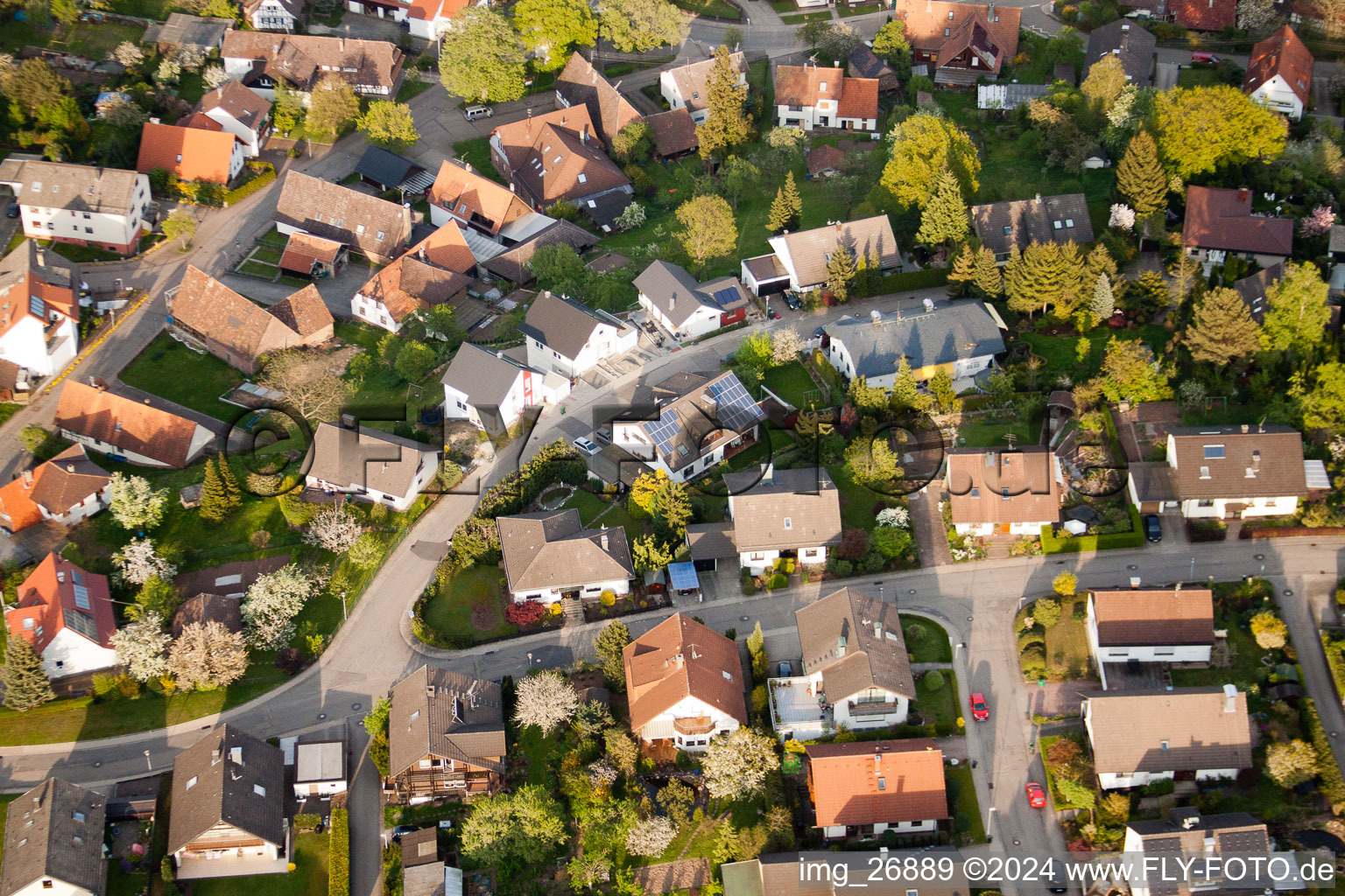 District Völkersbach in Malsch in the state Baden-Wuerttemberg, Germany from a drone