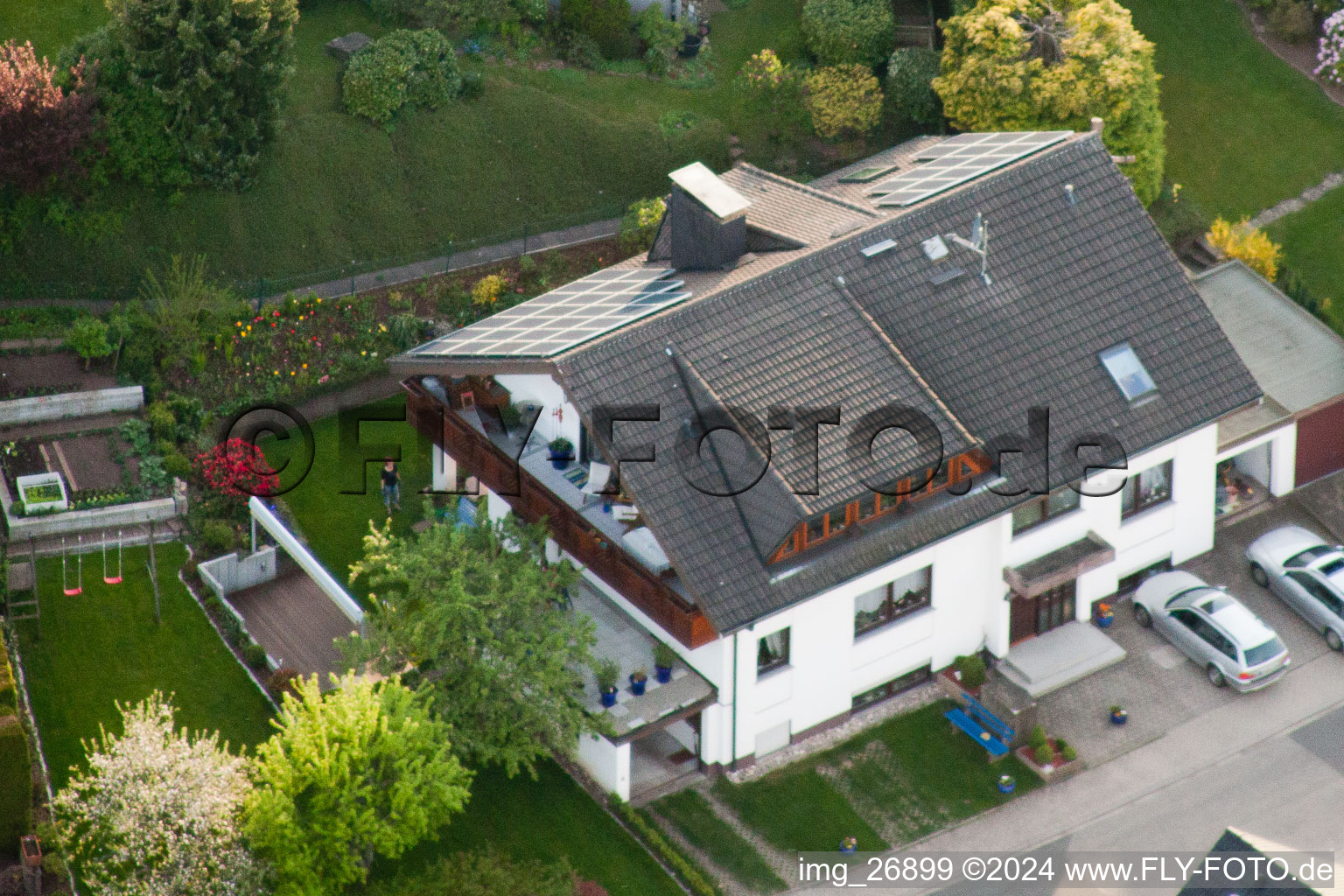 District Völkersbach in Malsch in the state Baden-Wuerttemberg, Germany seen from above