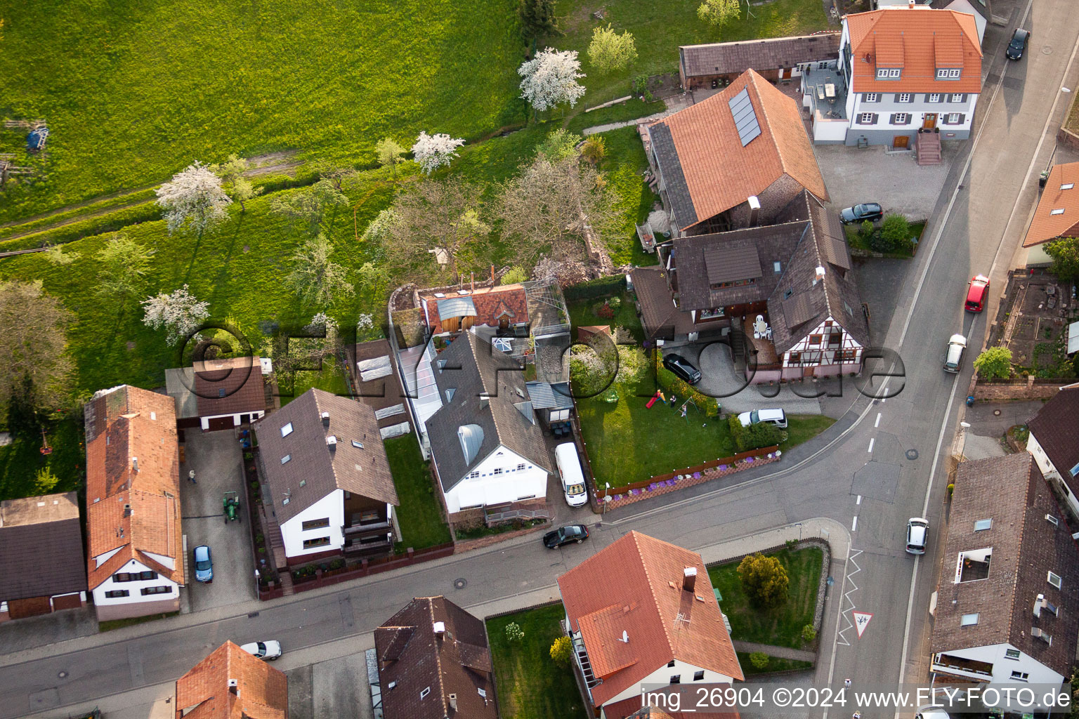 District Völkersbach in Malsch in the state Baden-Wuerttemberg, Germany viewn from the air