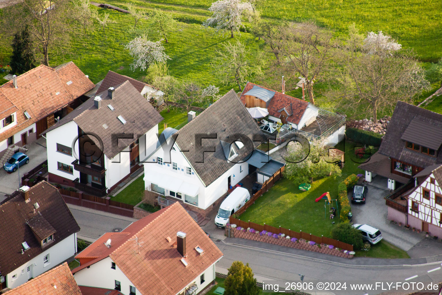 Drone image of District Völkersbach in Malsch in the state Baden-Wuerttemberg, Germany