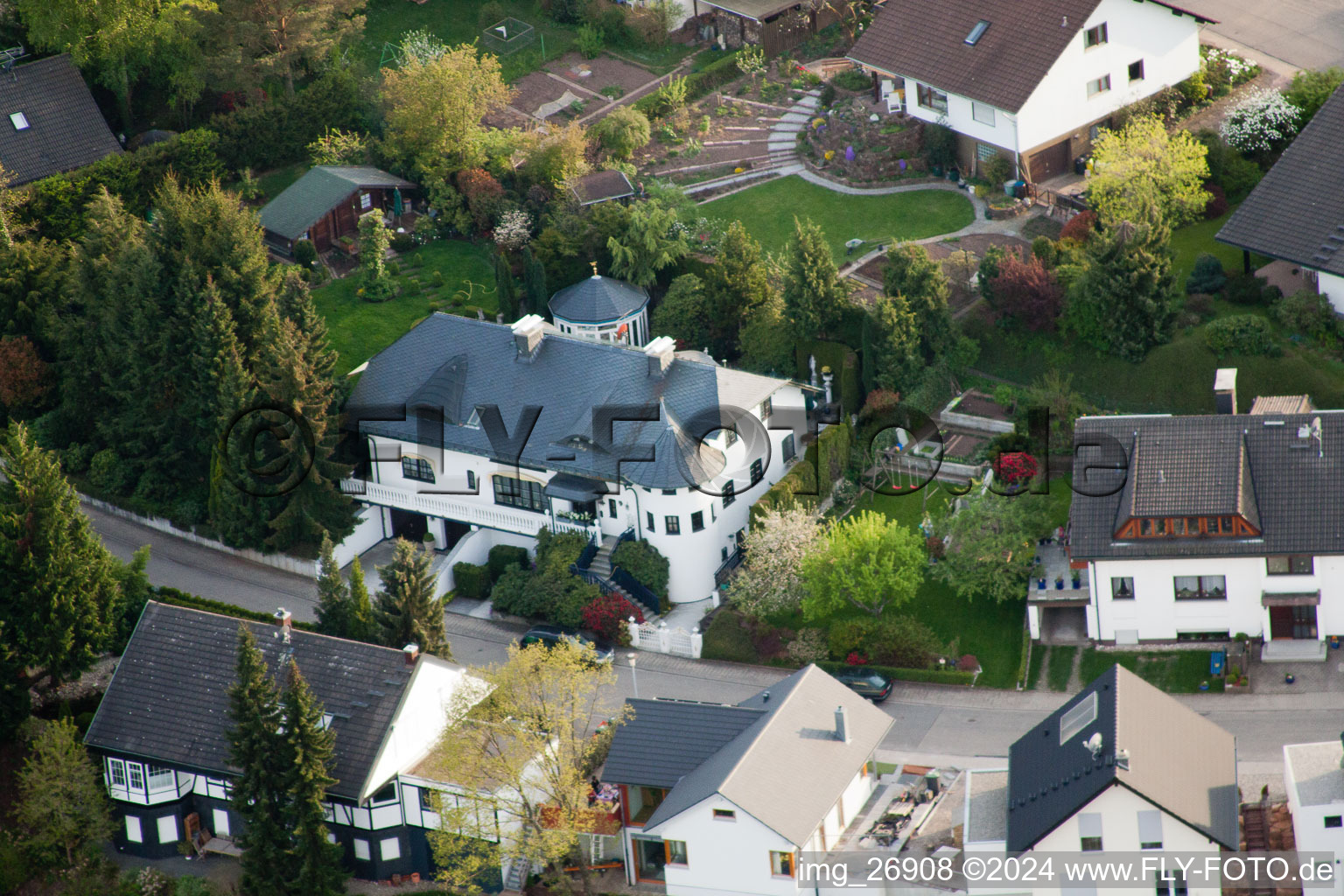 District Völkersbach in Malsch in the state Baden-Wuerttemberg, Germany from a drone