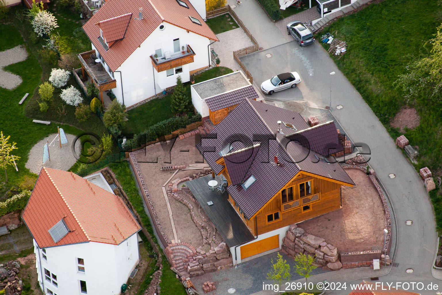 District Völkersbach in Malsch in the state Baden-Wuerttemberg, Germany seen from a drone