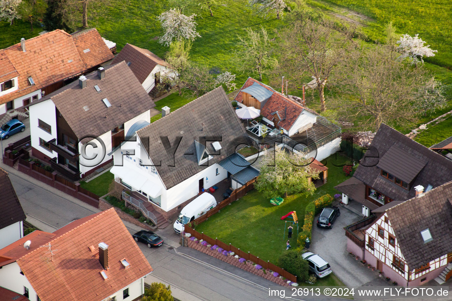 Oblique view of District Völkersbach in Malsch in the state Baden-Wuerttemberg, Germany