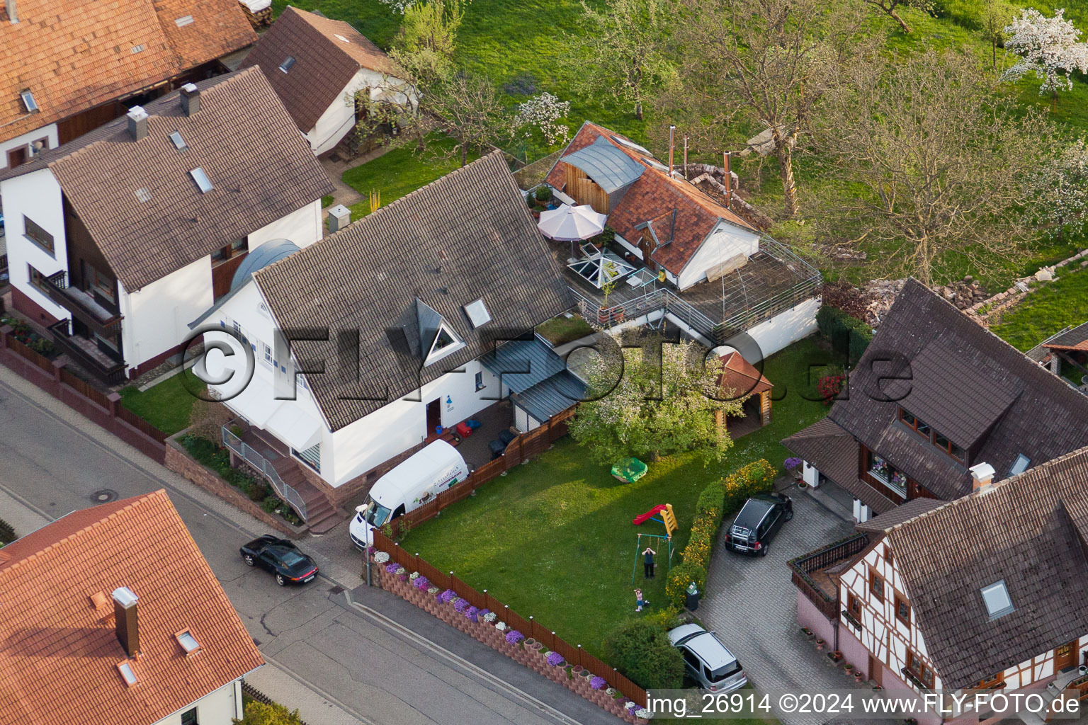 District Völkersbach in Malsch in the state Baden-Wuerttemberg, Germany from above