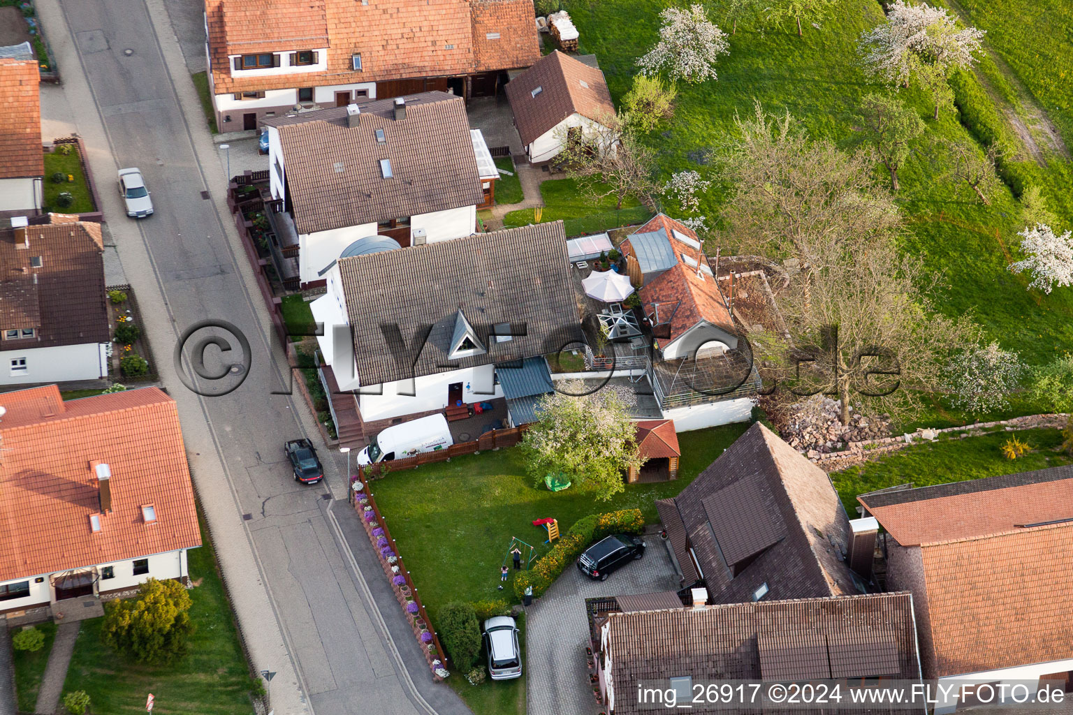 District Völkersbach in Malsch in the state Baden-Wuerttemberg, Germany from the plane