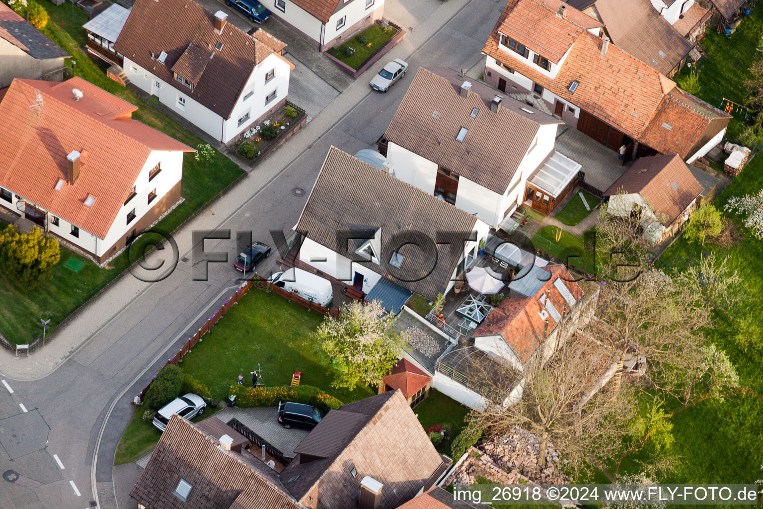 Bird's eye view of District Völkersbach in Malsch in the state Baden-Wuerttemberg, Germany