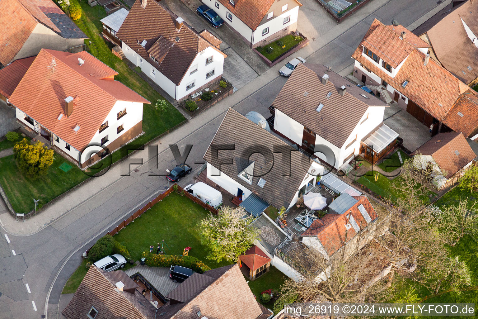 District Völkersbach in Malsch in the state Baden-Wuerttemberg, Germany viewn from the air