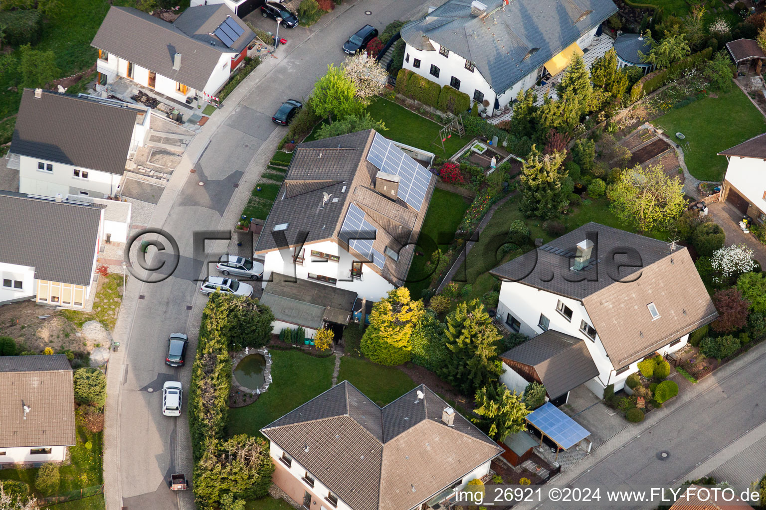 Drone image of District Völkersbach in Malsch in the state Baden-Wuerttemberg, Germany