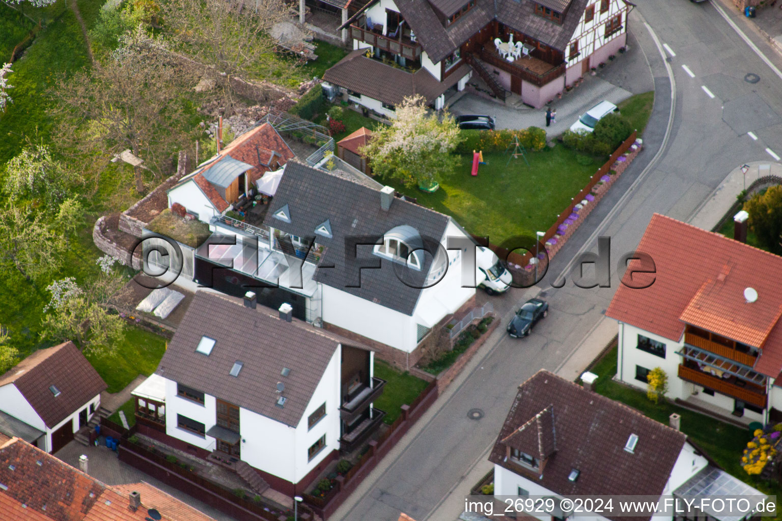 District Völkersbach in Malsch in the state Baden-Wuerttemberg, Germany from above