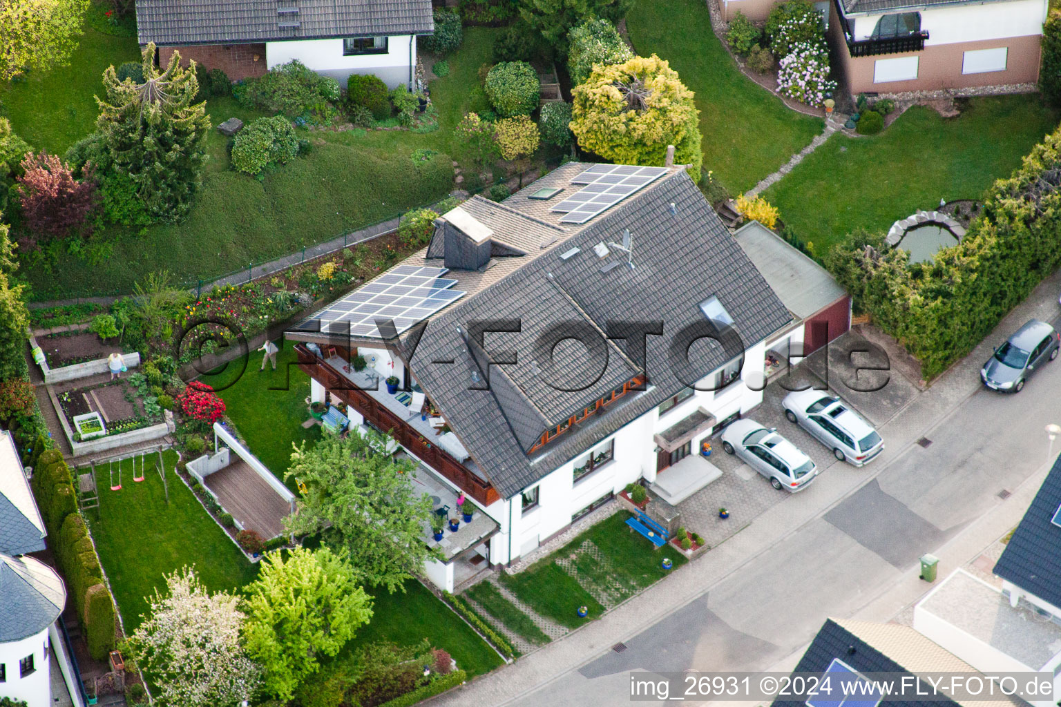 District Völkersbach in Malsch in the state Baden-Wuerttemberg, Germany seen from above