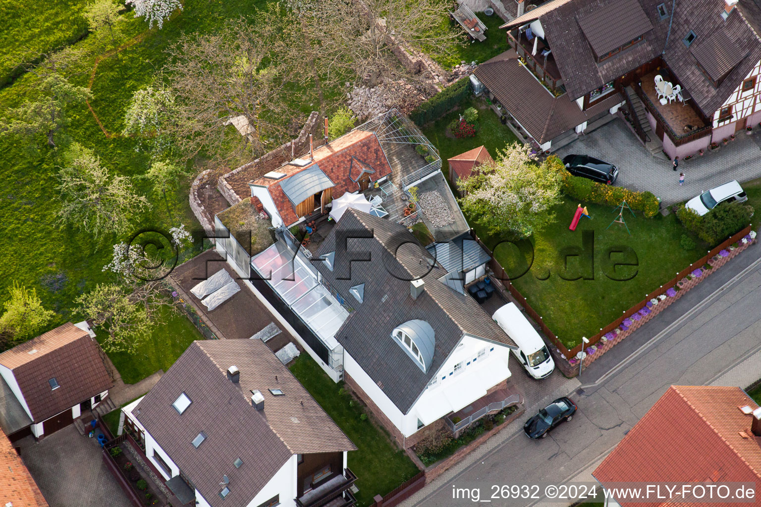 District Völkersbach in Malsch in the state Baden-Wuerttemberg, Germany from the plane