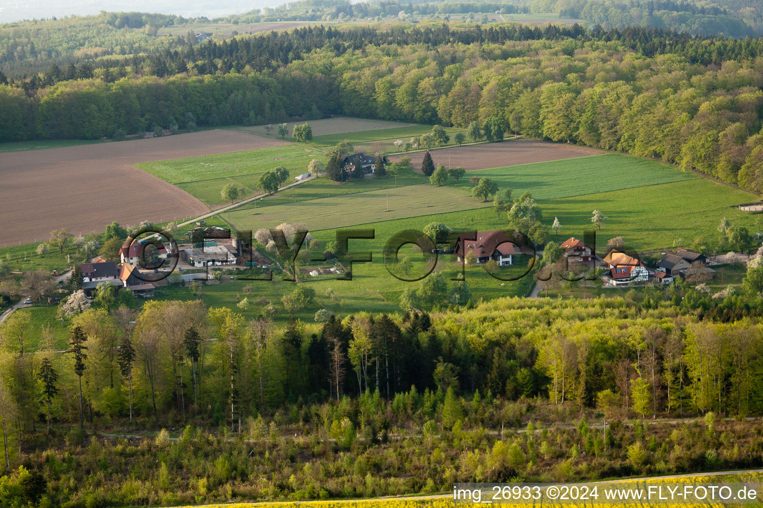 Bird's eye view of District Völkersbach in Malsch in the state Baden-Wuerttemberg, Germany