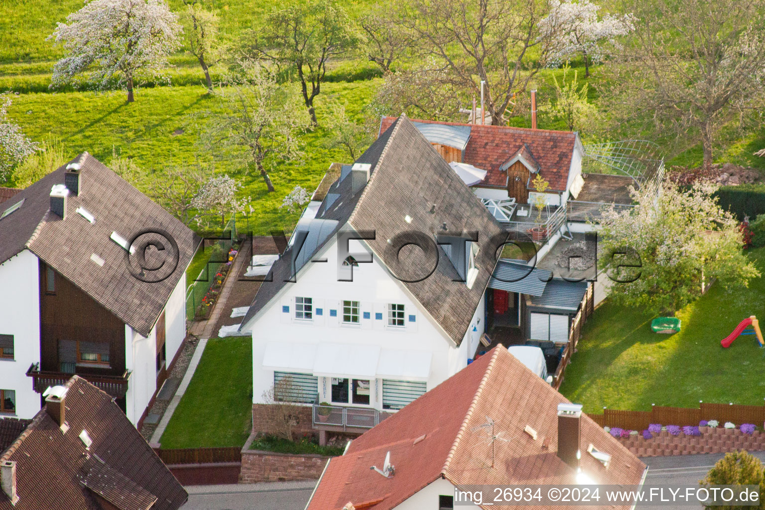 District Völkersbach in Malsch in the state Baden-Wuerttemberg, Germany viewn from the air