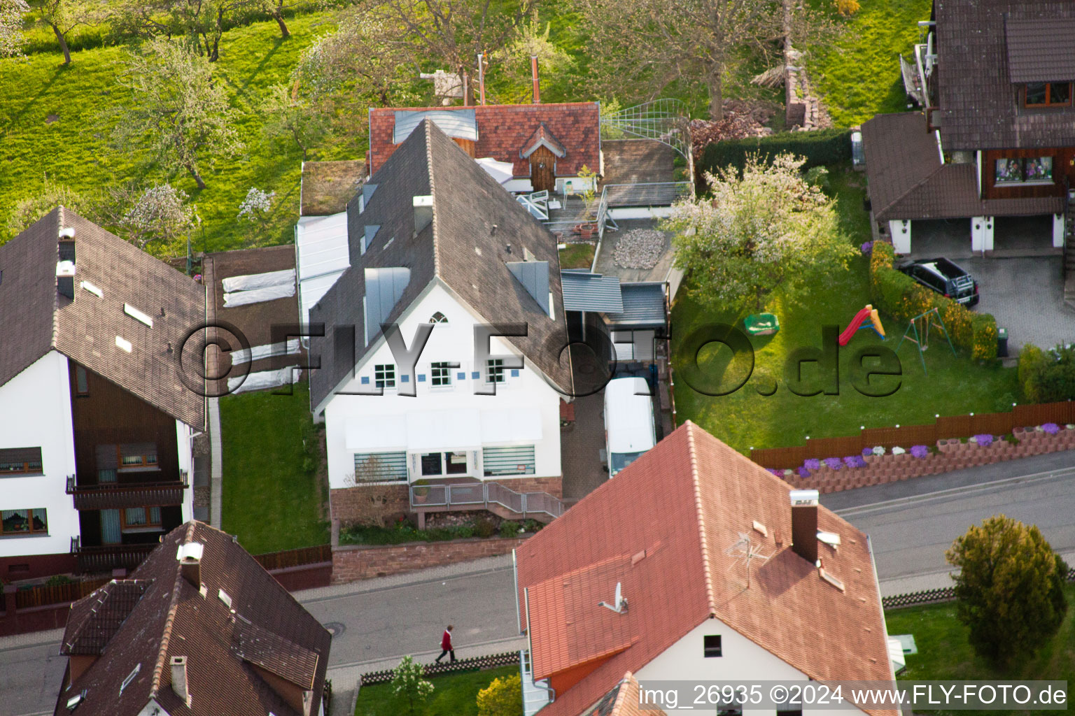 Drone recording of District Völkersbach in Malsch in the state Baden-Wuerttemberg, Germany