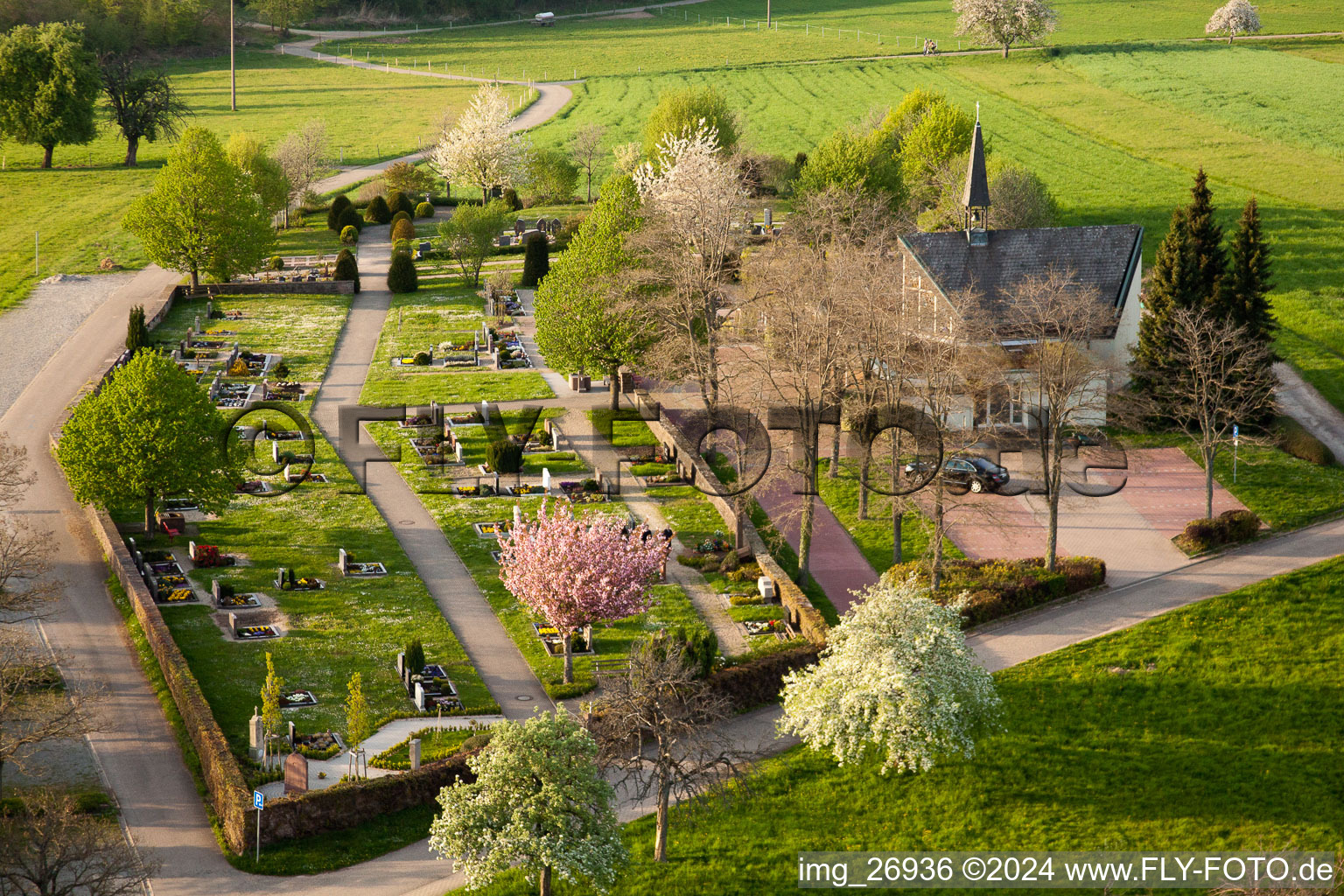 Cemetery in the district Völkersbach in Malsch in the state Baden-Wuerttemberg, Germany