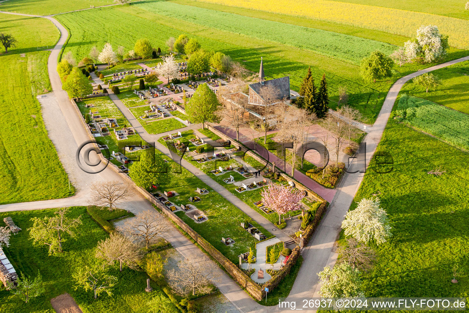 Grave rows on the grounds of the cemetery in Voelkersbach in the state Baden-Wurttemberg, Germany