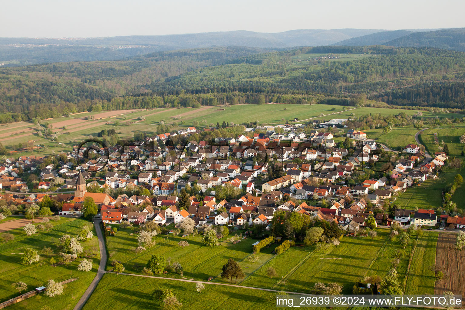 From the northwest in the district Völkersbach in Malsch in the state Baden-Wuerttemberg, Germany