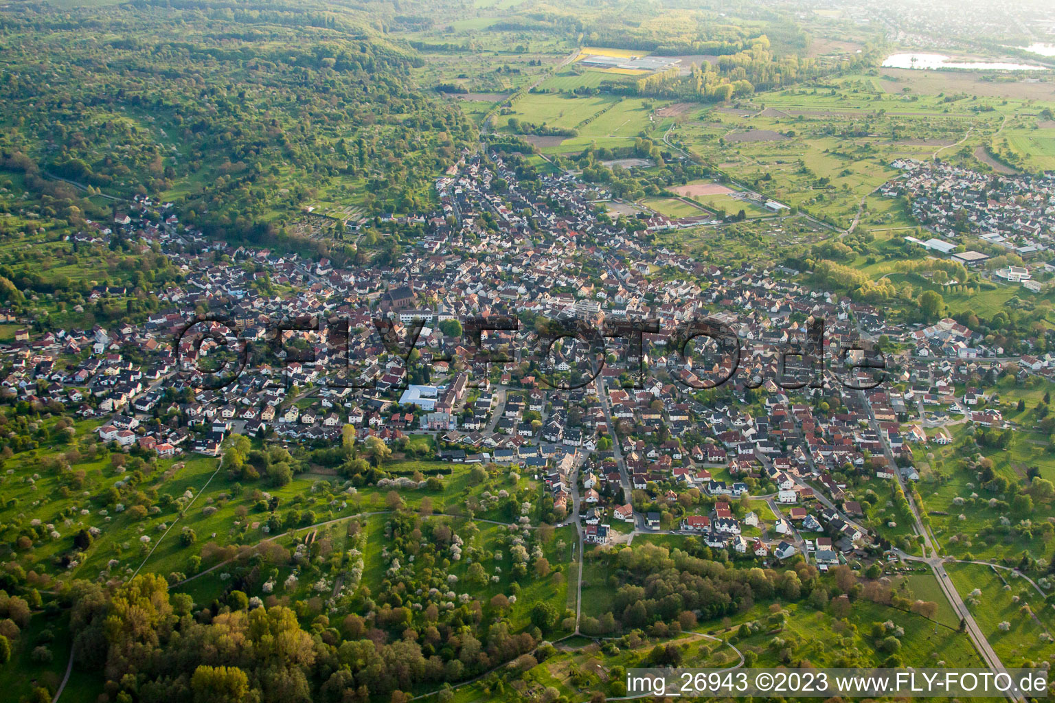 Aerial photograpy of Malsch in the state Baden-Wuerttemberg, Germany