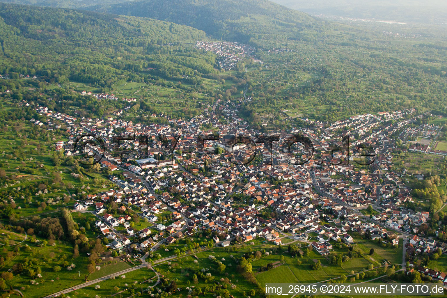 Malsch in the state Baden-Wuerttemberg, Germany from above