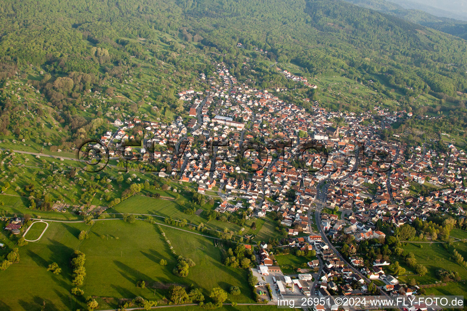 Malsch in the state Baden-Wuerttemberg, Germany seen from above