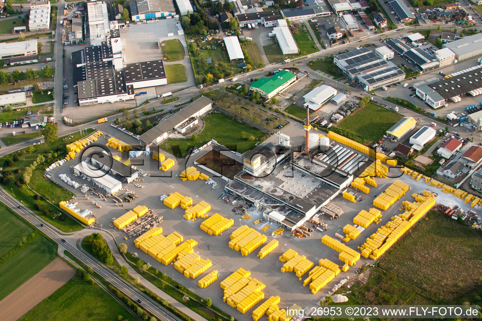 Aerial view of Ytong factory in Malsch in the state Baden-Wuerttemberg, Germany