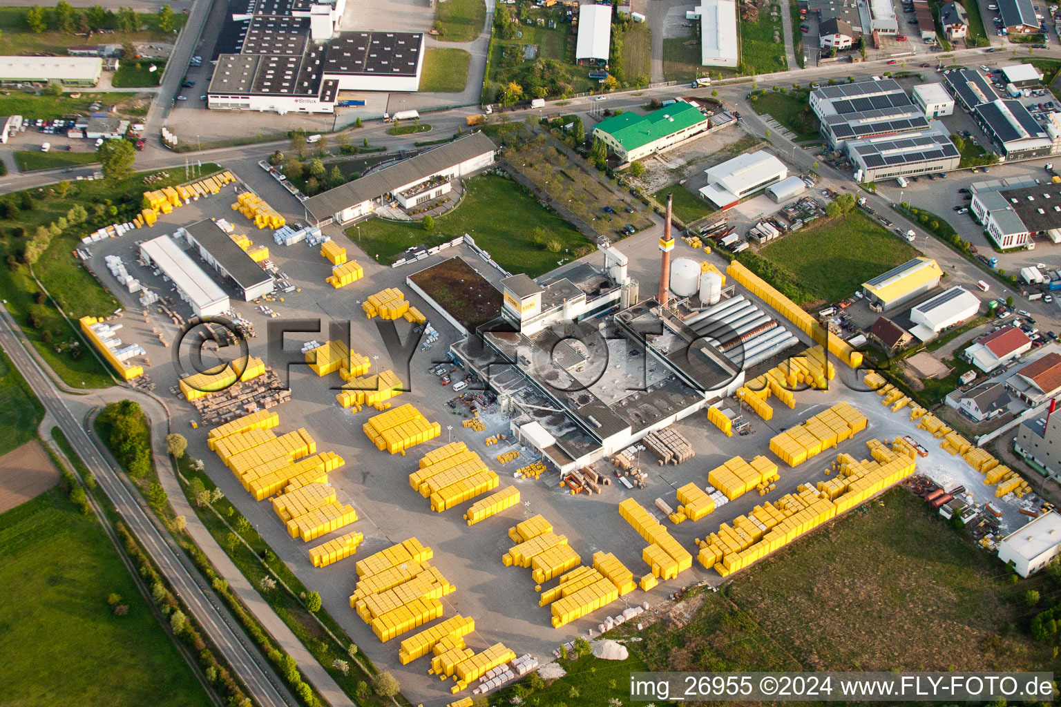 Oblique view of Ytong factory in Malsch in the state Baden-Wuerttemberg, Germany