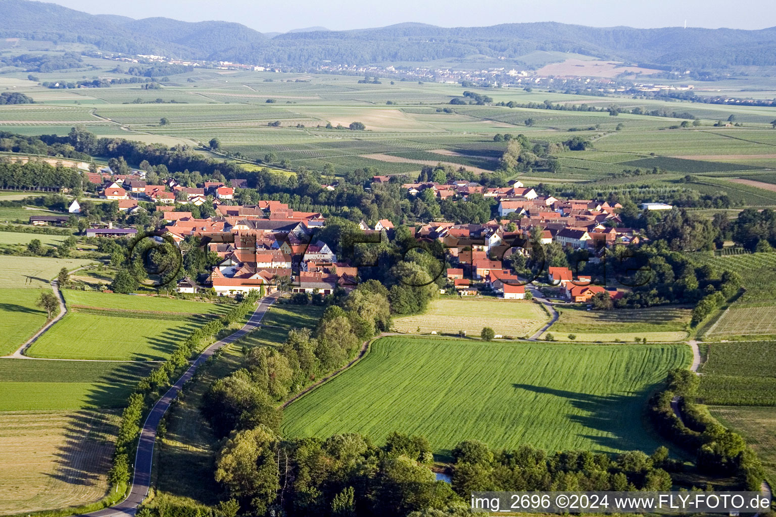 Aerial view of Dierbach in the state Rhineland-Palatinate, Germany