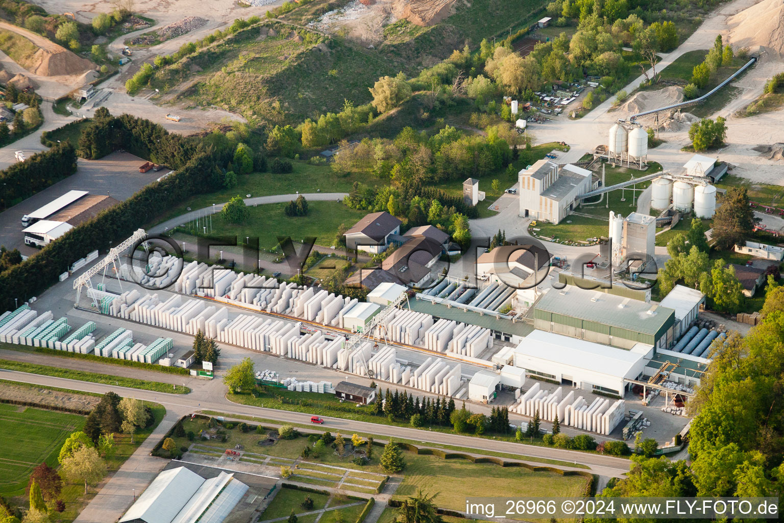 Aerial photograpy of H+H Sand-lime brick GmbH in Durmersheim in the state Baden-Wuerttemberg, Germany