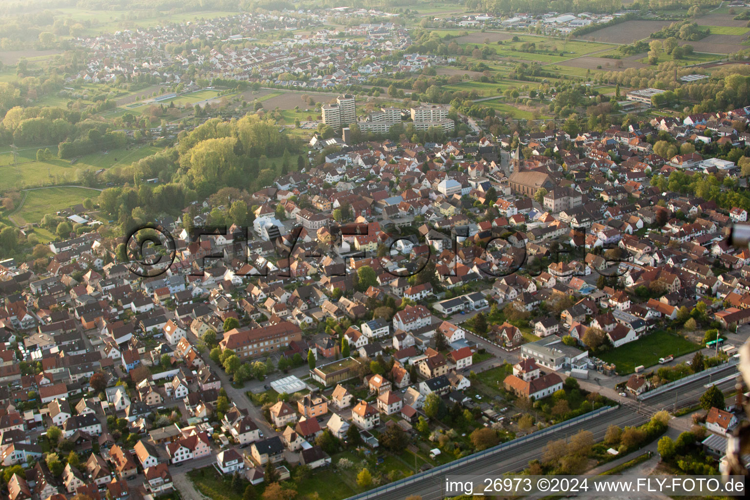 Above Bahnhofstr in Durmersheim in the state Baden-Wuerttemberg, Germany