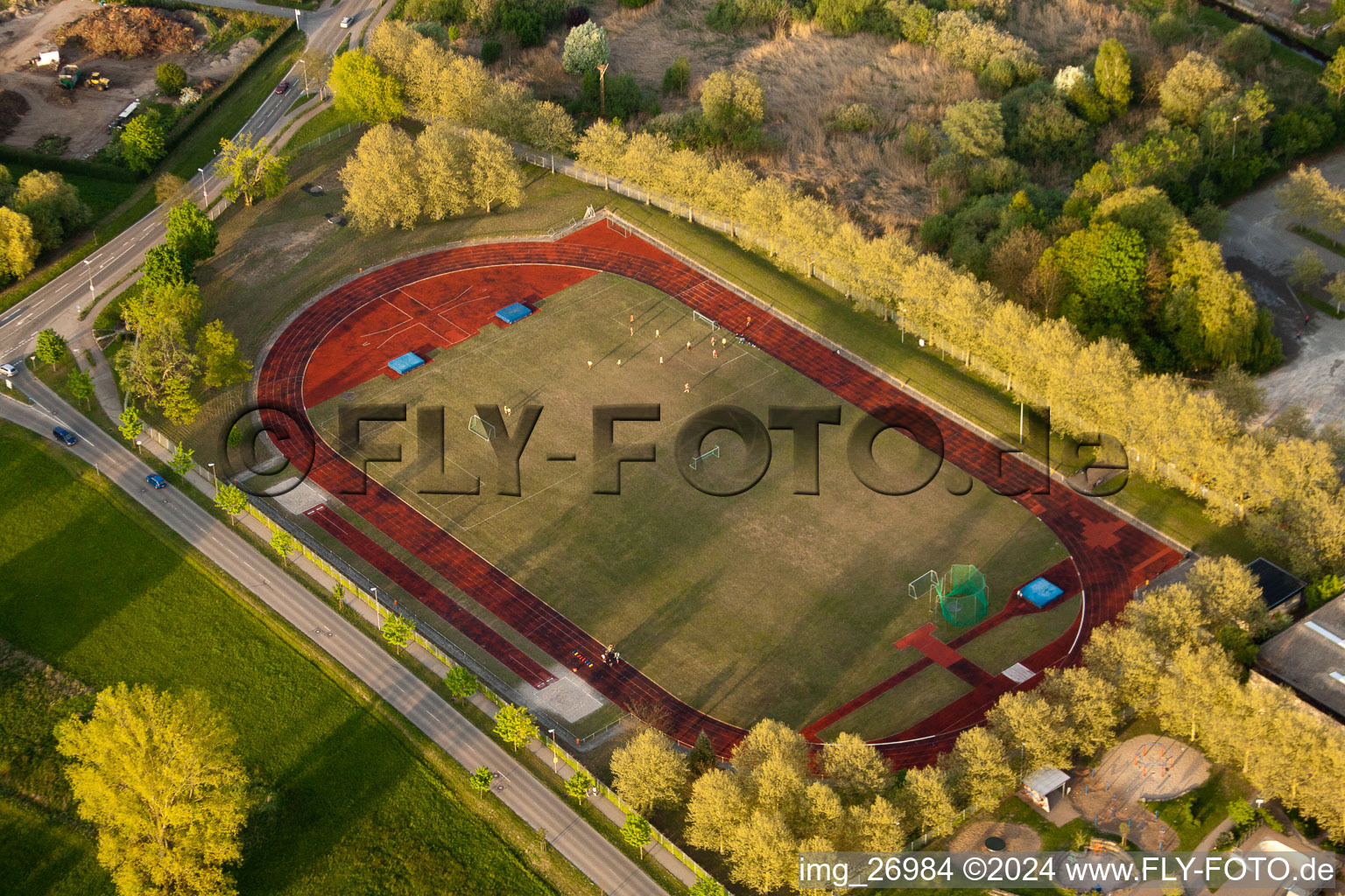 Sports grounds and football pitch of the des Wilhelm-Hausenstein High school in Durmersheim in the state Baden-Wurttemberg