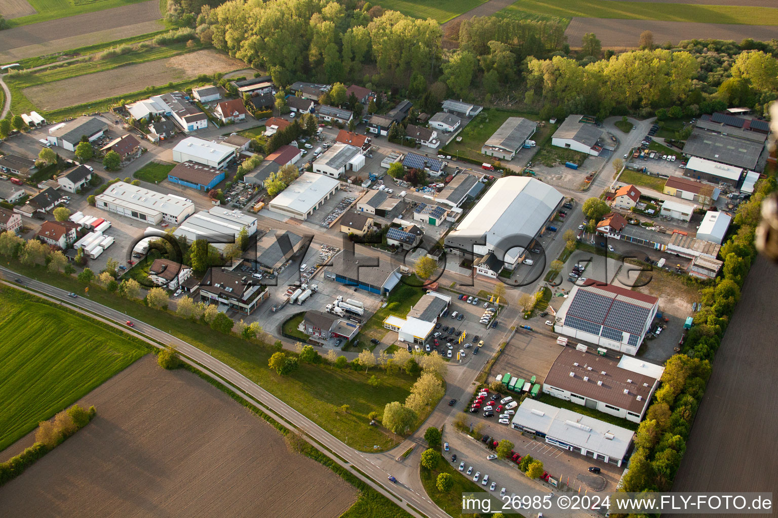 Industrial area Zeppelinstr in the district Würmersheim in Durmersheim in the state Baden-Wuerttemberg, Germany