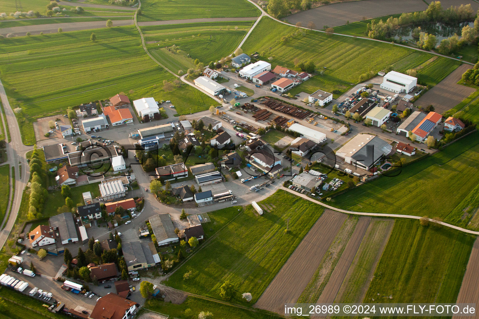 Industrial area Zeppelinstr in Au am Rhein in the state Baden-Wuerttemberg, Germany