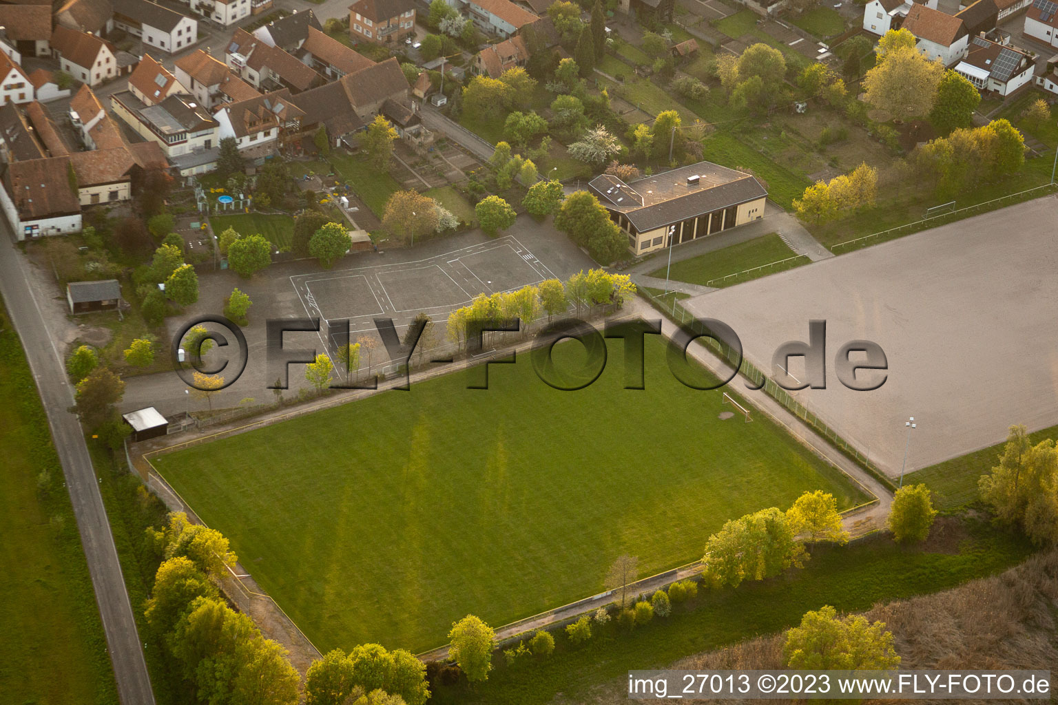Soccer fields in the district Büchelberg in Wörth am Rhein in the state Rhineland-Palatinate, Germany