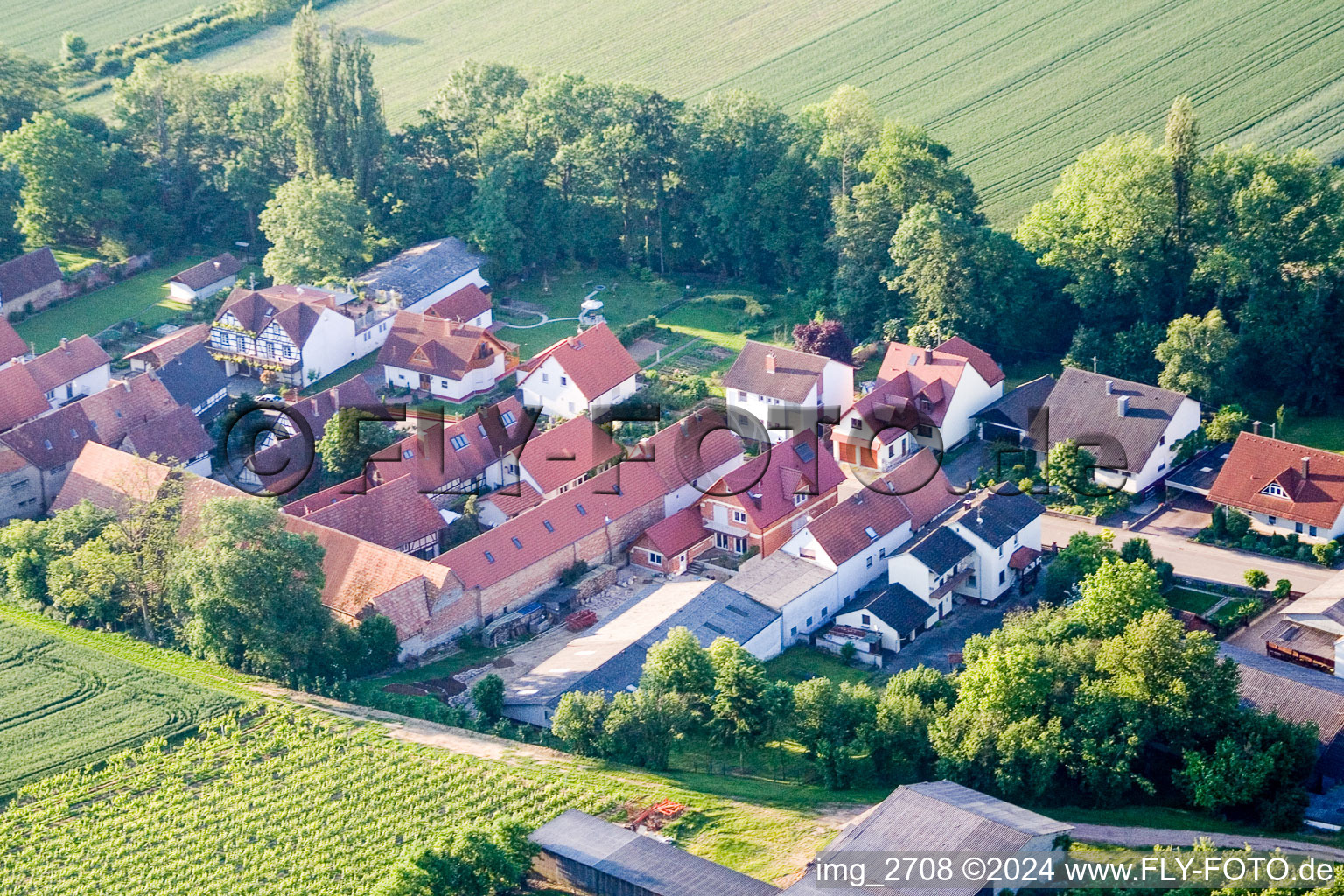 Vollmersweiler in the state Rhineland-Palatinate, Germany seen from a drone