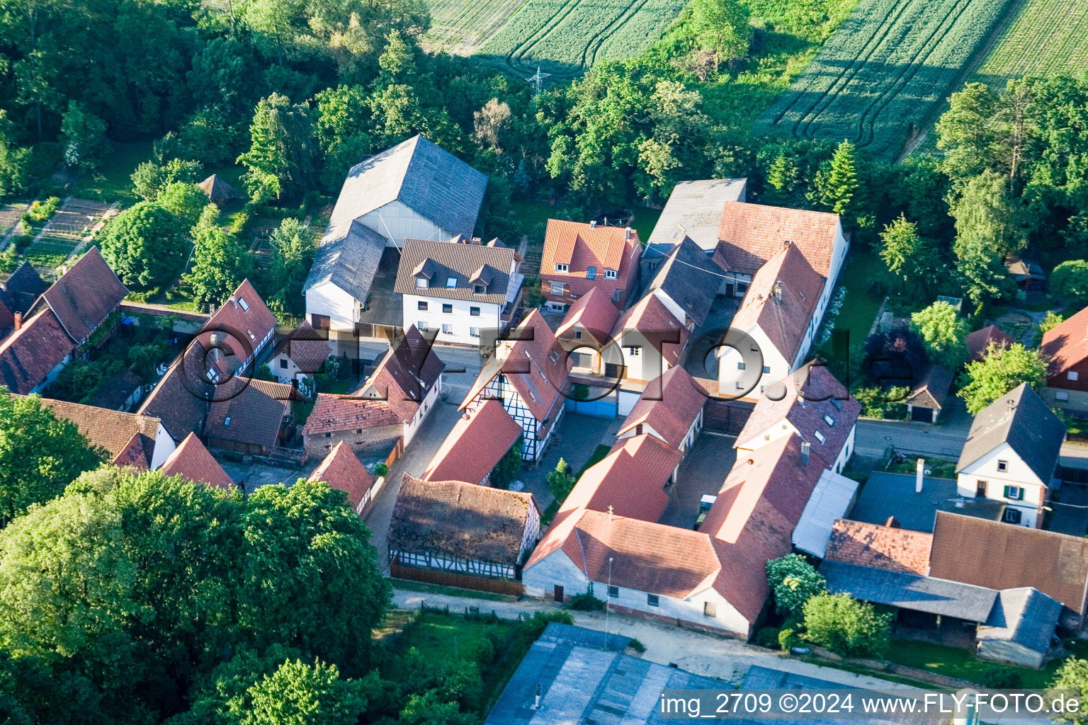 Aerial view of Vollmersweiler in the state Rhineland-Palatinate, Germany