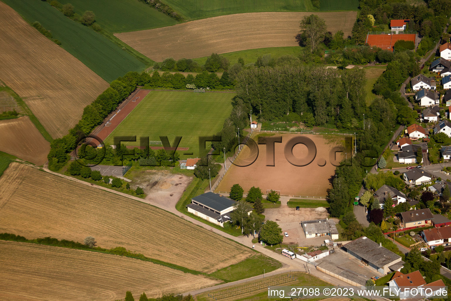 Sports ground in Insheim in the state Rhineland-Palatinate, Germany