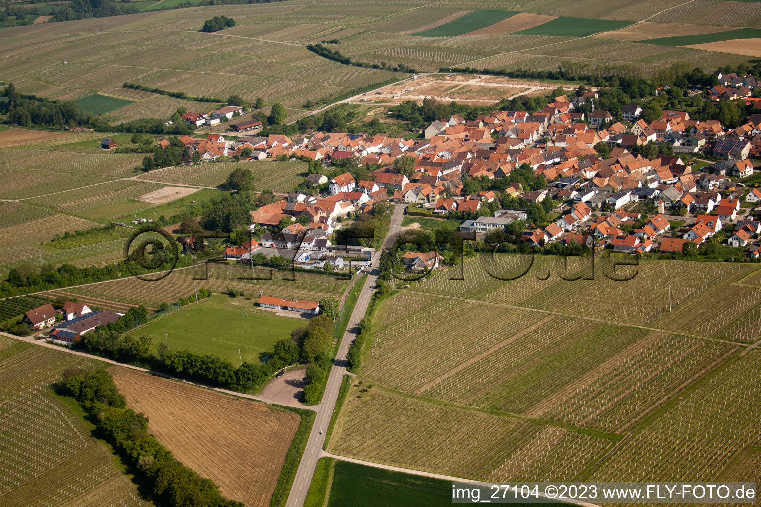 Impflingen in the state Rhineland-Palatinate, Germany from above