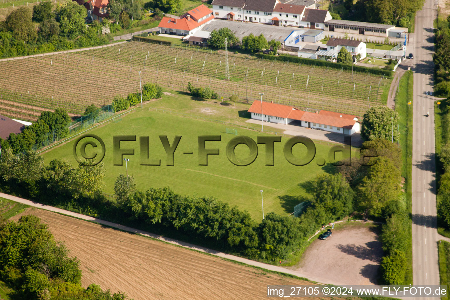 Sports field in Impflingen in the state Rhineland-Palatinate, Germany