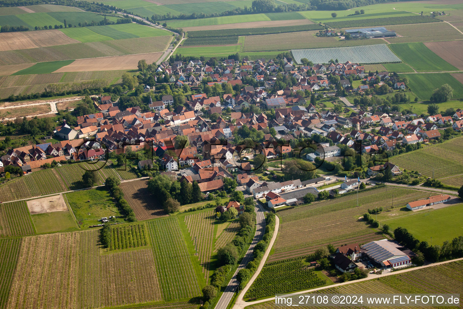 Impflingen in the state Rhineland-Palatinate, Germany seen from above