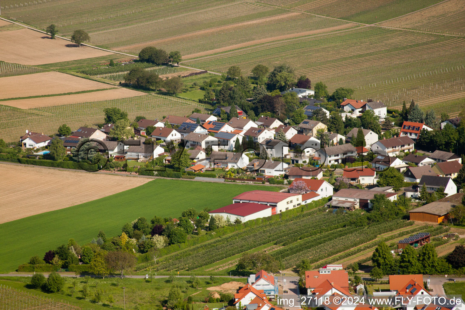 District Mörzheim in Landau in der Pfalz in the state Rhineland-Palatinate, Germany from the plane