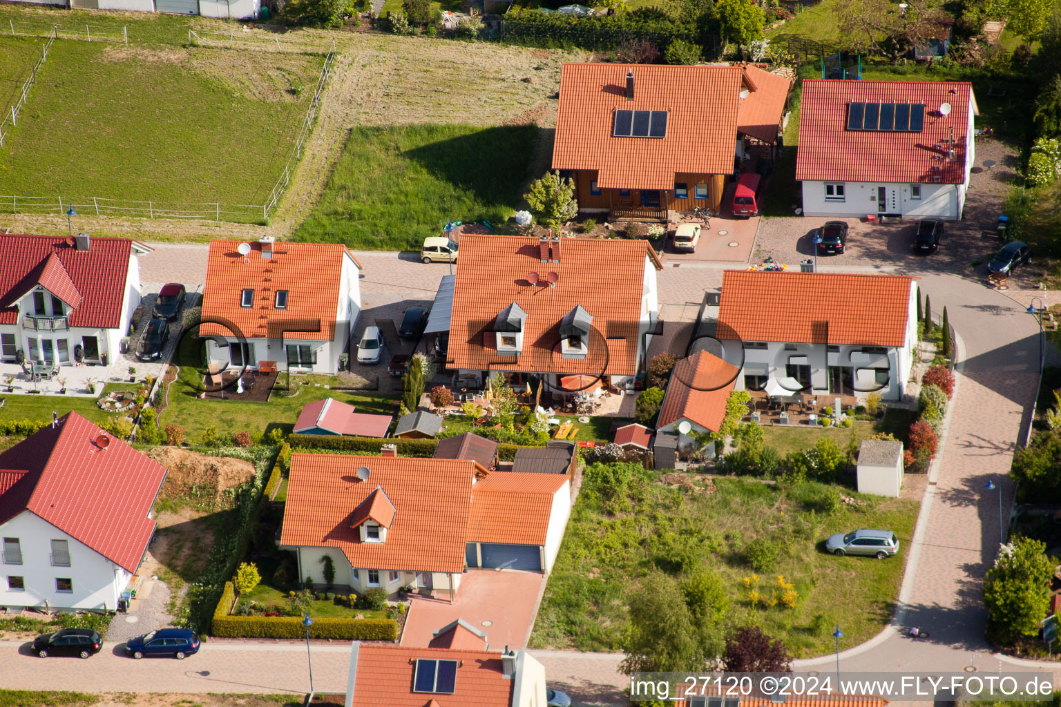 District Mörzheim in Landau in der Pfalz in the state Rhineland-Palatinate, Germany from the plane