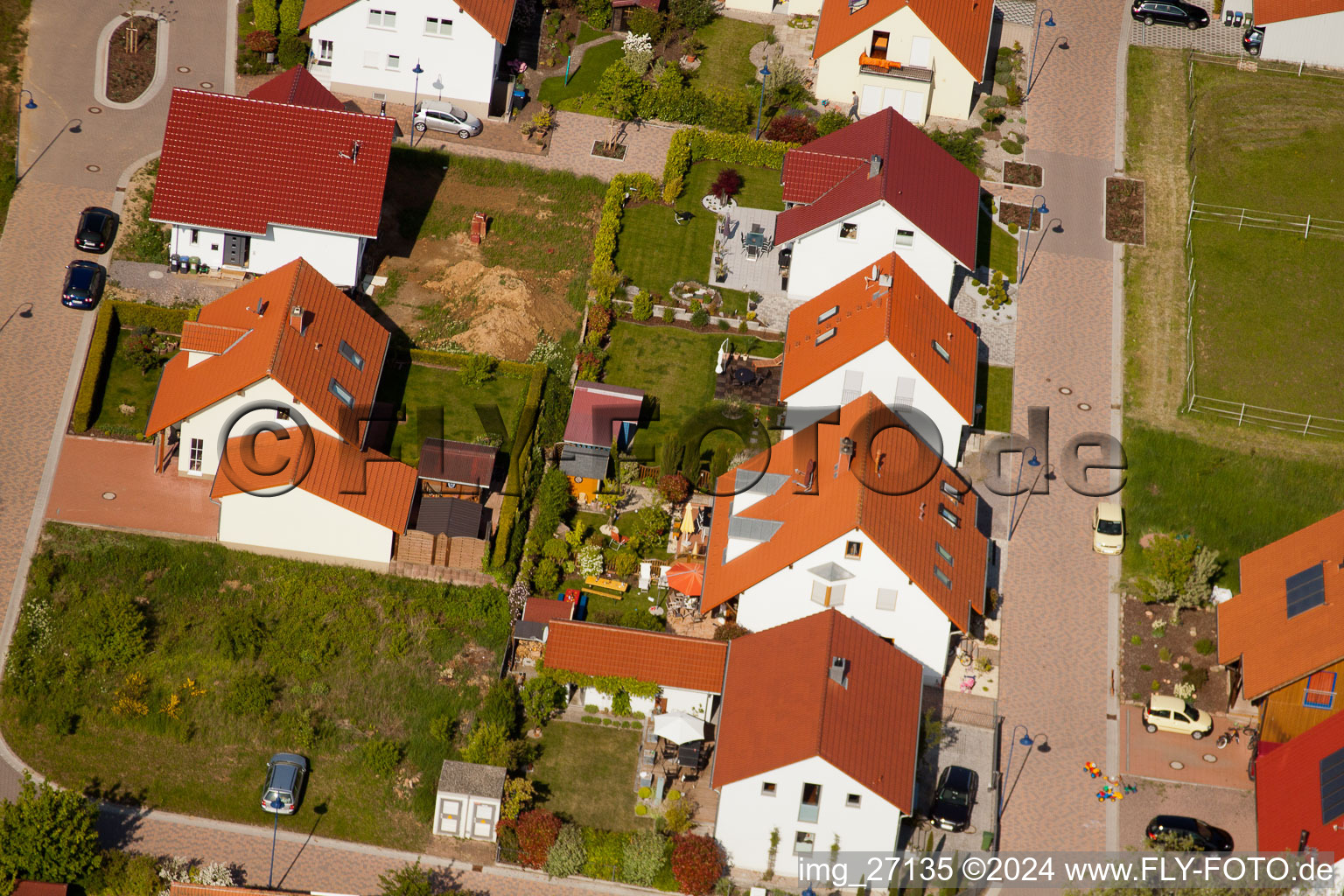 District Mörzheim in Landau in der Pfalz in the state Rhineland-Palatinate, Germany from above