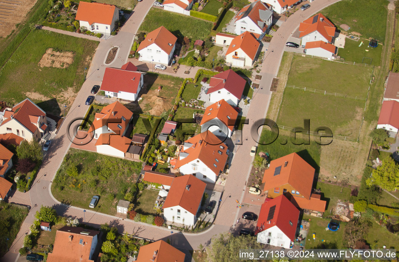 District Mörzheim in Landau in der Pfalz in the state Rhineland-Palatinate, Germany seen from above