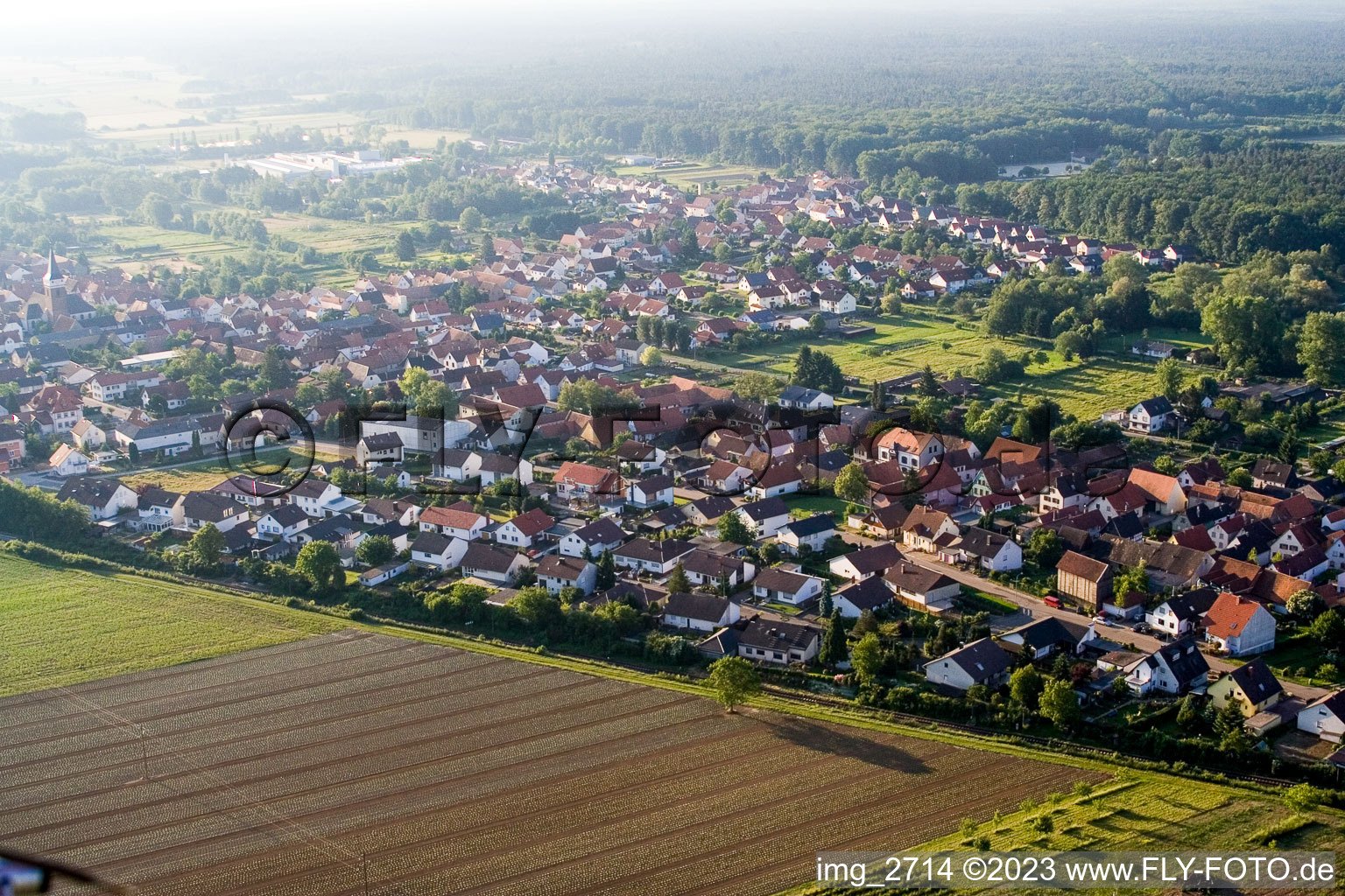 Aerial photograpy of From northwest in the district Schaidt in Wörth am Rhein in the state Rhineland-Palatinate, Germany