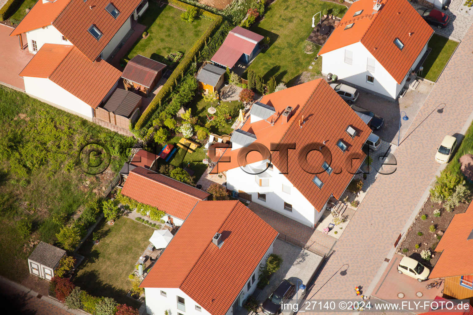 District Mörzheim in Landau in der Pfalz in the state Rhineland-Palatinate, Germany from the plane