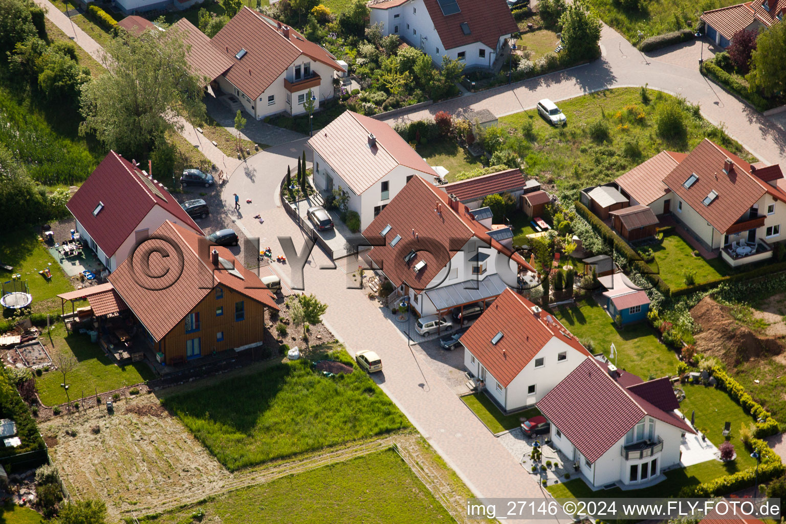 District Mörzheim in Landau in der Pfalz in the state Rhineland-Palatinate, Germany from a drone