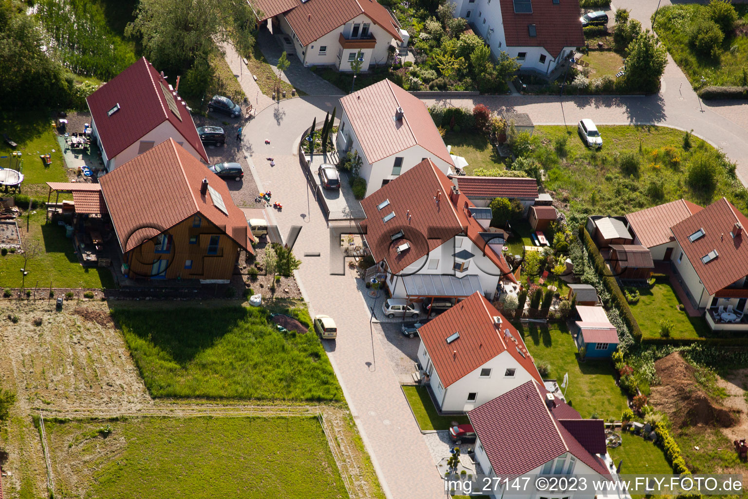 District Mörzheim in Landau in der Pfalz in the state Rhineland-Palatinate, Germany from a drone
